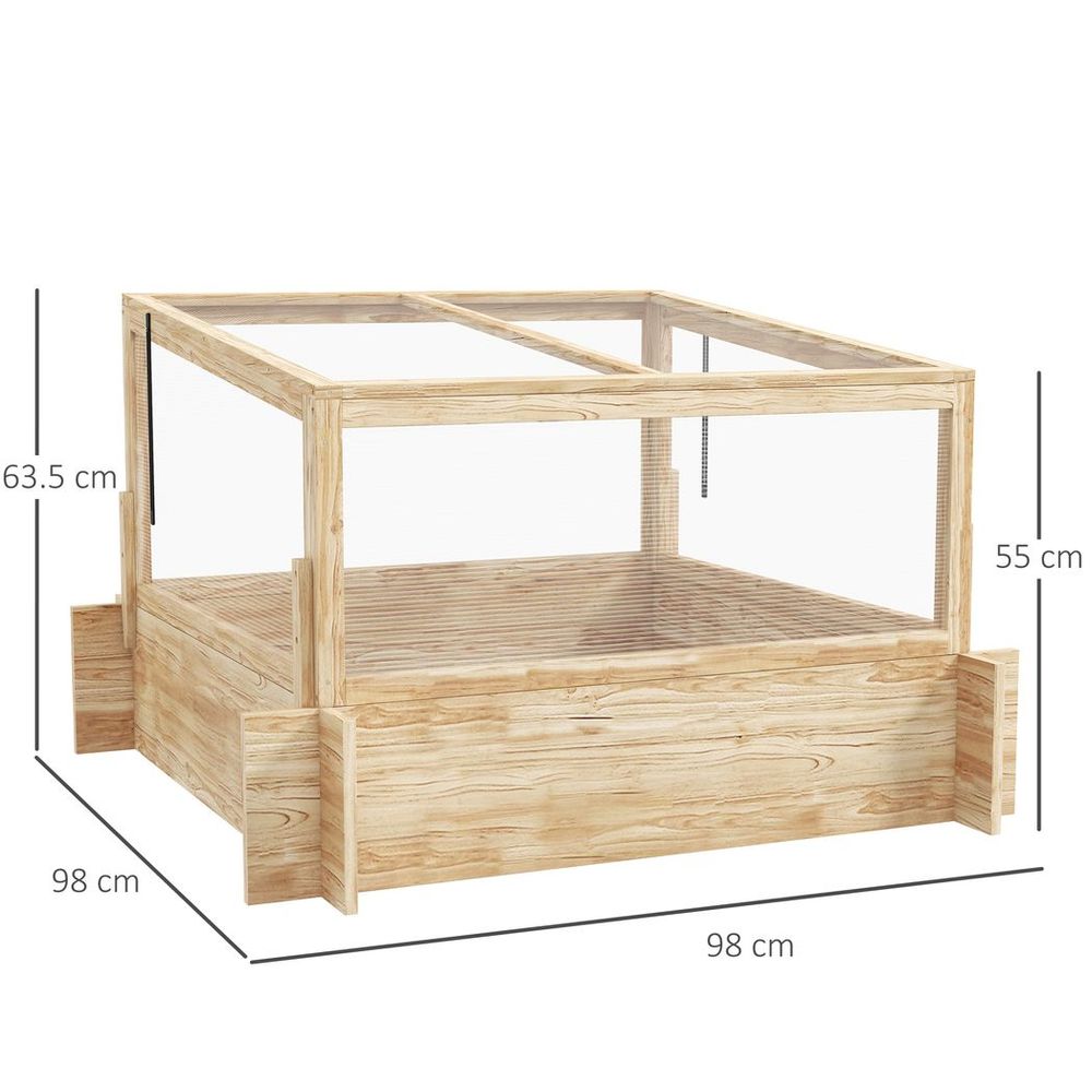 V0671440217 - Outsunny Outdoor Raised Garden Bed with Cold Frame Greenhouse and Openable Top - Coa Living