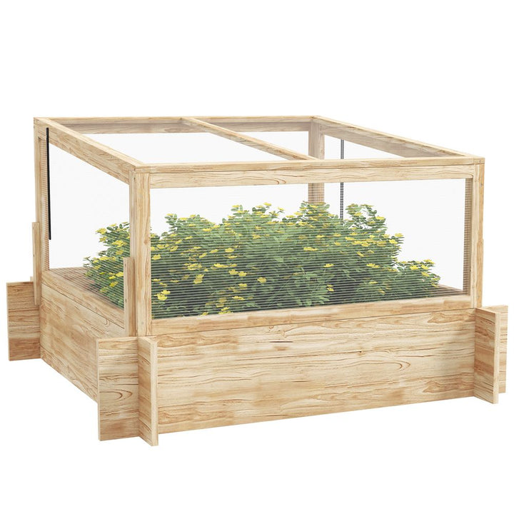 V0671440217 - Outsunny Outdoor Raised Garden Bed with Cold Frame Greenhouse and Openable Top - Coa Living