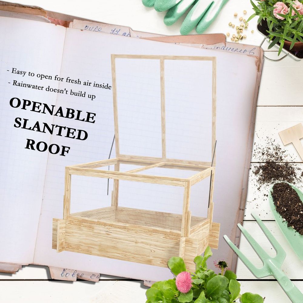 V0671440217 - Outsunny Outdoor Raised Garden Bed with Cold Frame Greenhouse and Openable Top - Coa Living