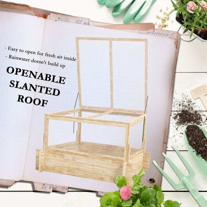 V0671440217 - Outsunny Outdoor Raised Garden Bed with Cold Frame Greenhouse and Openable Top - Coa Living