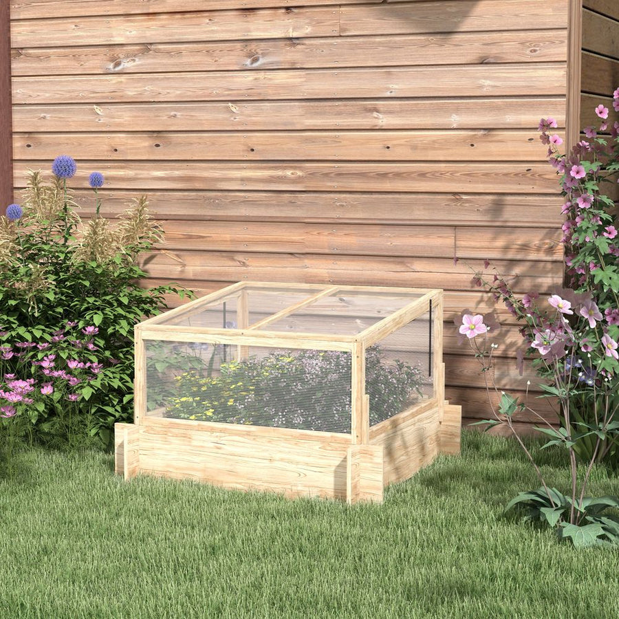 V0671440217 - Outsunny Outdoor Raised Garden Bed with Cold Frame Greenhouse and Openable Top - Coa Living