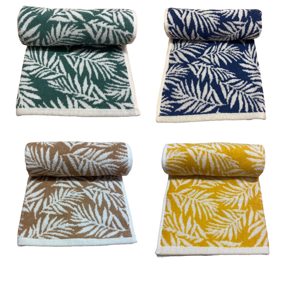 V0671444083 - Botanical Leaf Turkish Cotton jacquard towel - Coa Living