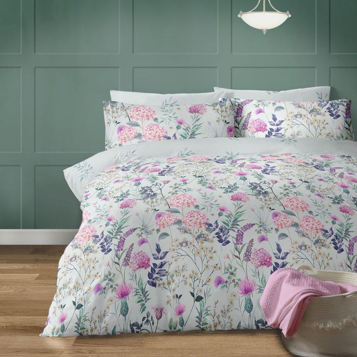 V0671444116 - Harlow Duck Egg Floral Duvet Cover Set – Soft Polycotton Bedding - Coa Living