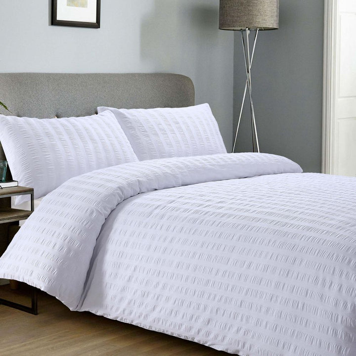 V0671444166 - Seersucker White polycotton duvet cover set - Coa Living