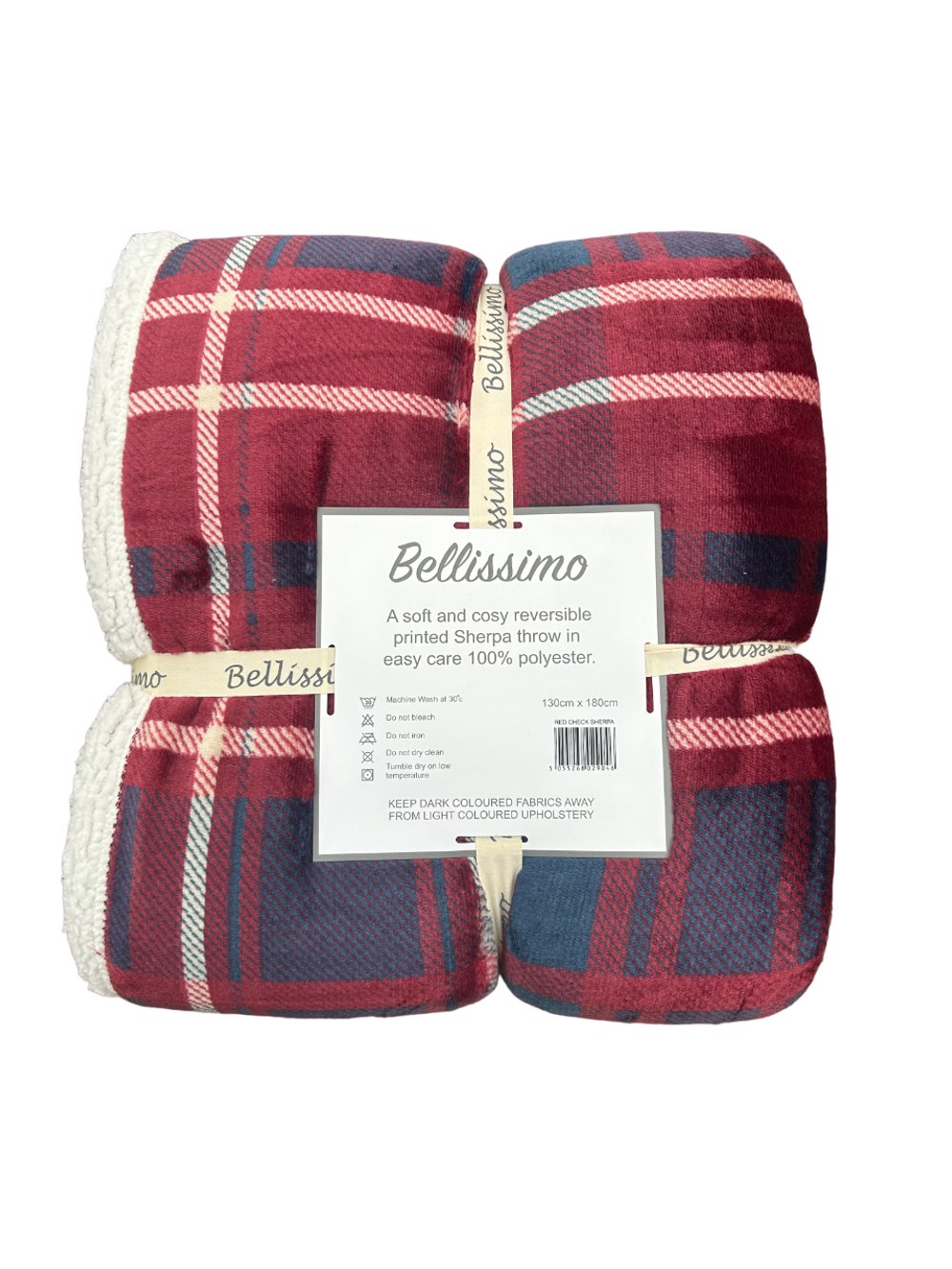 V0671444171 - Sherpa Backed Plush Tartan Design Fleece Throw - Coa Living