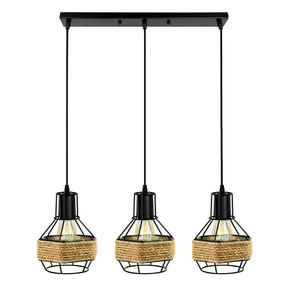 V067941059 - Vintage Retro Industrial Hemp Hanging Light Shade Ceiling Pendant Lights - Coa Living