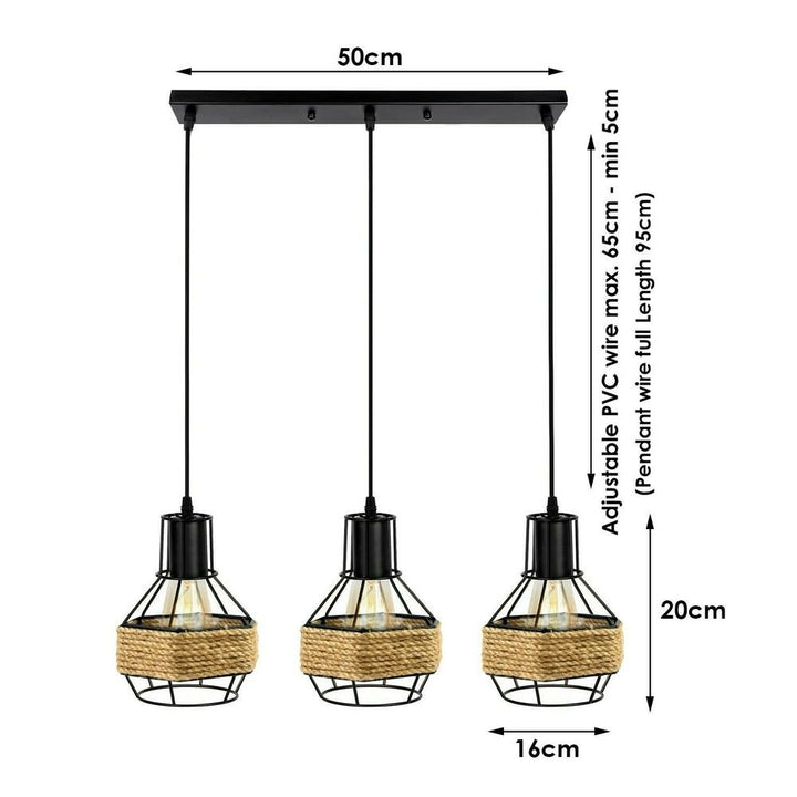 V067941059 - Vintage Retro Industrial Hemp Hanging Light Shade Ceiling Pendant Lights - Coa Living