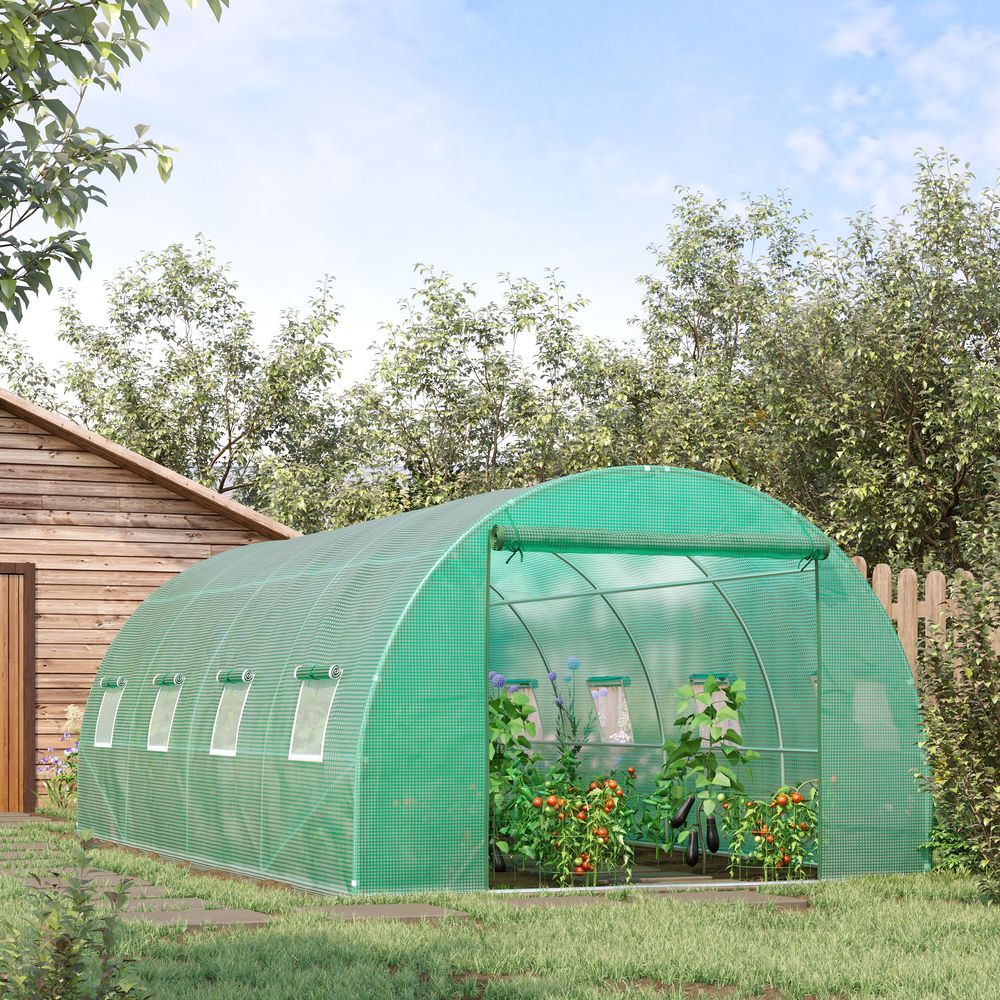 V067942276 - Polytunnel Walk - in Greenhouse with Zip Door and Windows - Coa Living