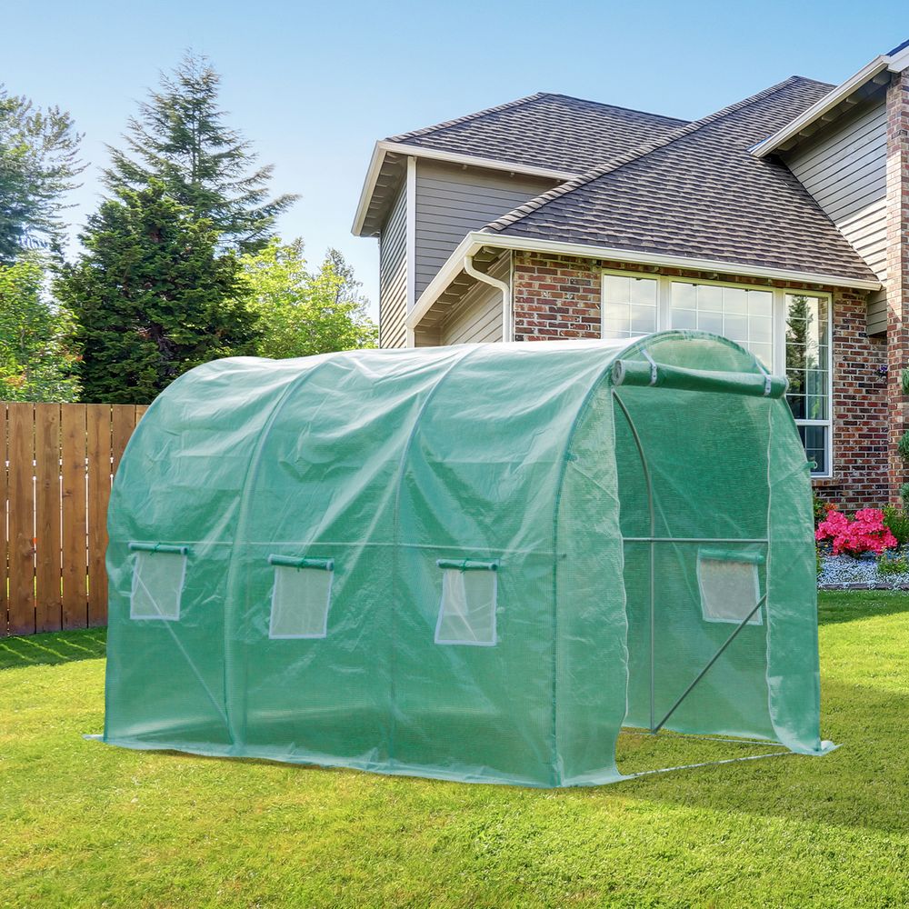 V067942276 - Polytunnel Walk - in Greenhouse with Zip Door and Windows - Coa Living