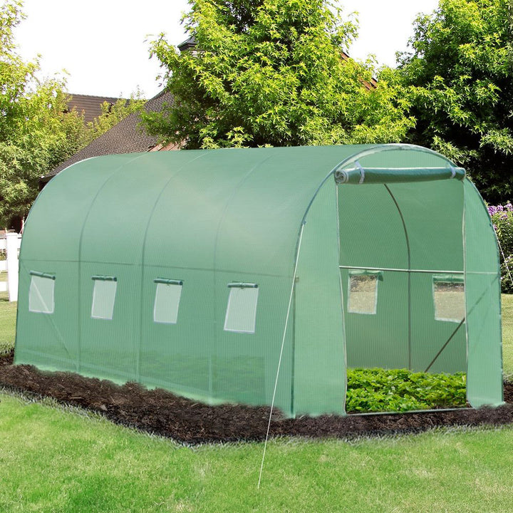 V067942276 - Polytunnel Walk - in Greenhouse with Zip Door and Windows - Coa Living