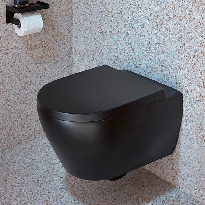 VBP - 24 - 0402 - Villeroy & Boch Subway 2.0 Rimless Wall Hung Toilet in Matt Black with Soft Close Seat - Premium Design and Hygiene - Coa Living