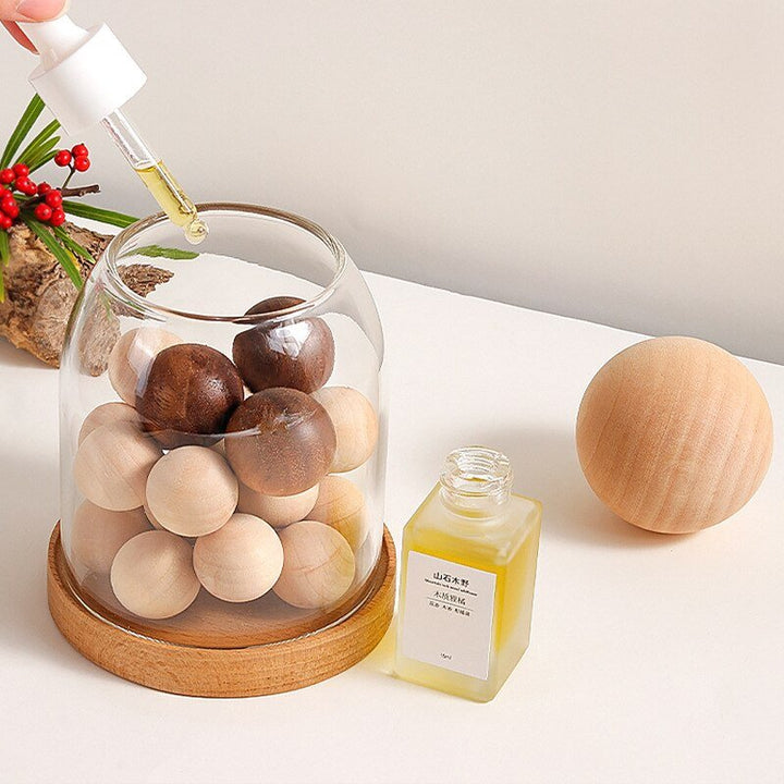 1343:3426#Aroma Wood Beads - Varm Glass Diffuser Jar Flameless Home Fragrance with Wooden Beads - Coa Living