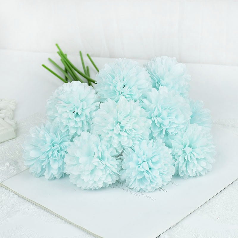 14:1052#H;5:100014066#3pcs - Artificial Silk Pom Pom Round Flowers with Stems - Coa Living