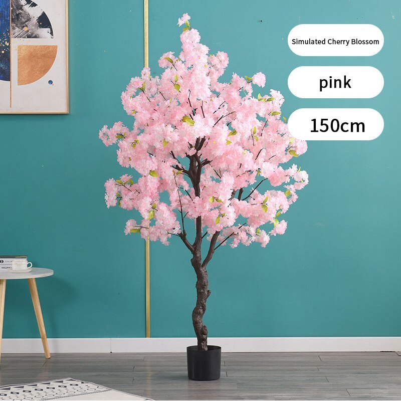 14:10#Pink 150cm - Artificial Indoor Cherry Tree 50 to 200cm, 3 colours - Coa Living