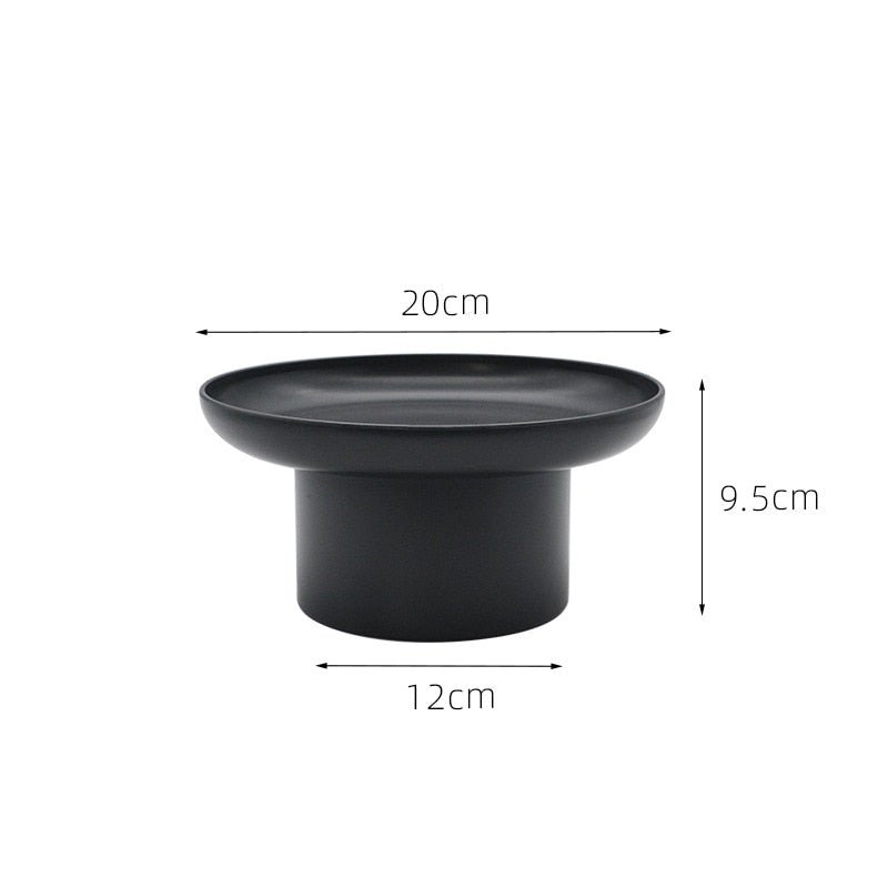 14:173#Black S - Tjord Minimal Style Round Pedestal Fruit Bowl Trays - Coa Living