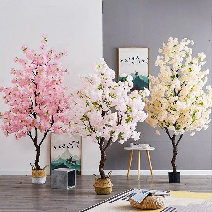 14:173#Champagne 50cm - Artificial Indoor Cherry Tree 50 to 200cm, 3 colours - Coa Living