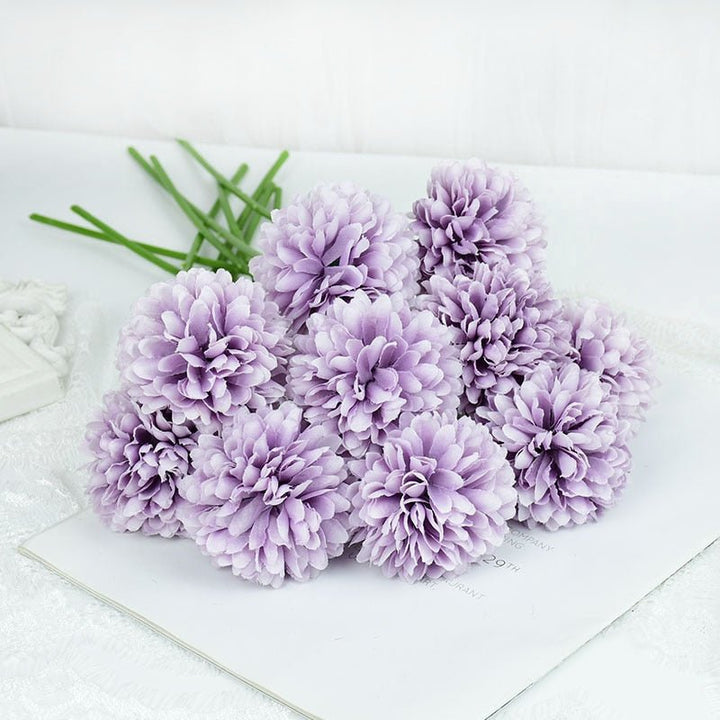 14:175#F;5:100014066#3pcs - Artificial Silk Pom Pom Round Flowers with Stems - Coa Living