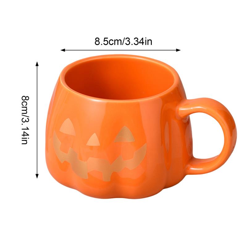 14:175#gold face;26:200007962#400ML - Happy Jack Pumpkin Shaped Ceramic Cups 400ml - Coa Living