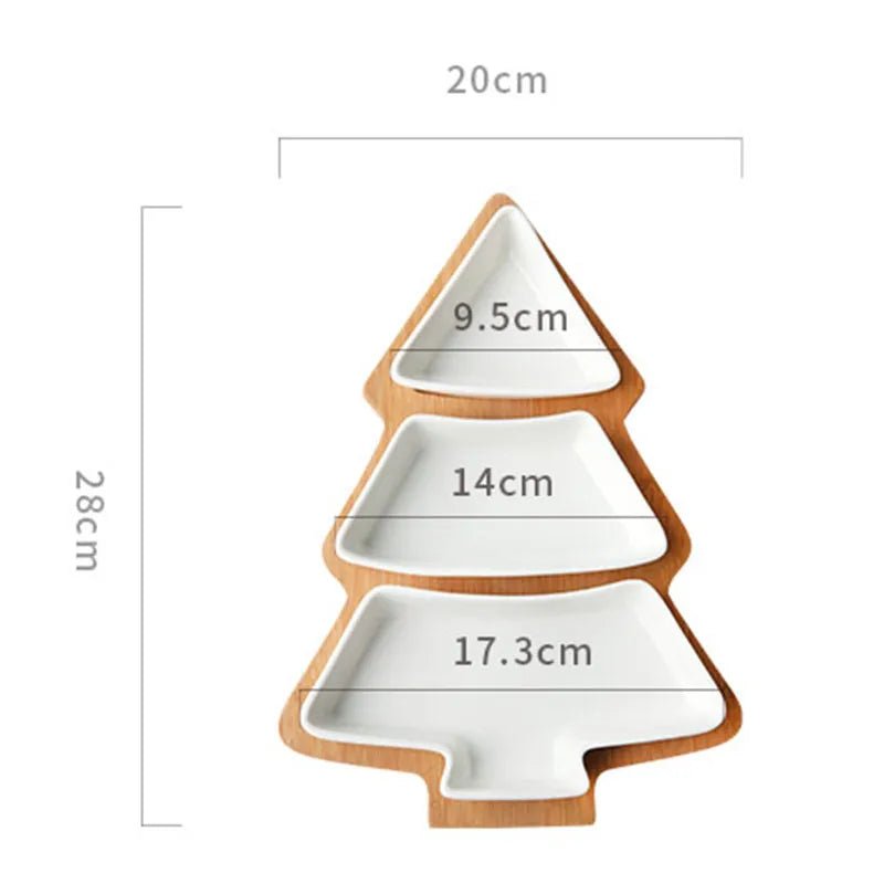 14:175#Green Tray;200007763:201336100 - Spruce Christmas Tree Shaped Ceramic Tray Set - Coa Living