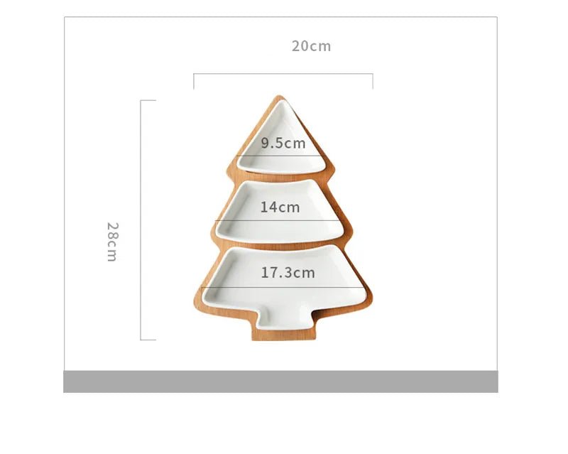 14:175#Green Tray;200007763:201336100 - Spruce Christmas Tree Shaped Ceramic Tray Set - Coa Living