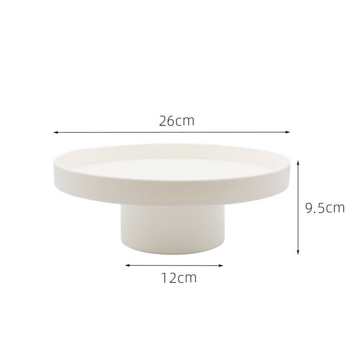 14:175#White L - Tjord Minimal Style Round Pedestal Fruit Bowl Trays - Coa Living