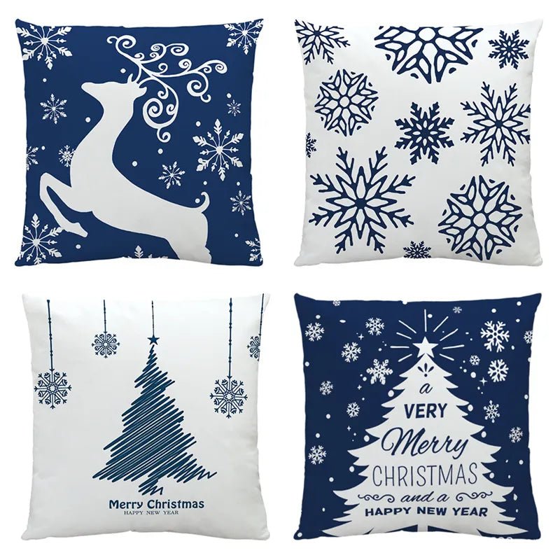 14:193#A - Aspen 45cm Blue and White Christmas Cushion Covers - Coa Living