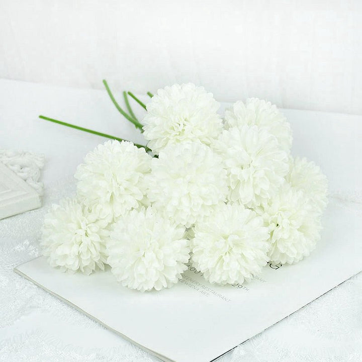 14:193#A;5:100014066#3pcs - Artificial Silk Pom Pom Round Flowers with Stems - Coa Living