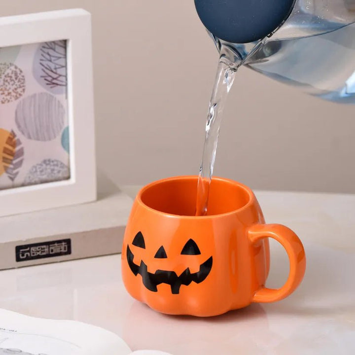 14:193#black face;26:200007962#400ML - Happy Jack Pumpkin Shaped Ceramic Cups 400ml - Coa Living