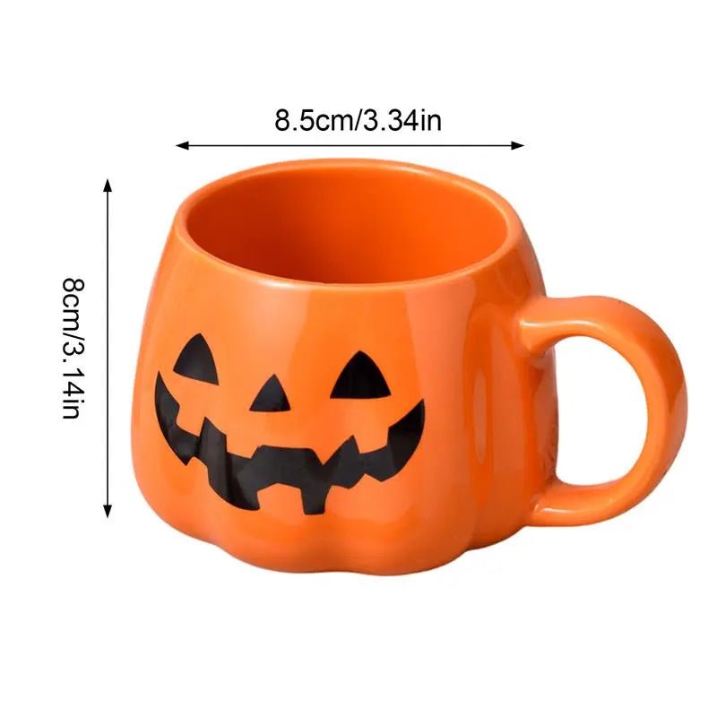 14:193#black face;26:200007962#400ML - Happy Jack Pumpkin Shaped Ceramic Cups 400ml - Coa Living