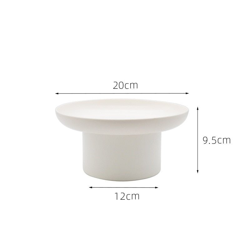 14:193#White S - Tjord Minimal Style Round Pedestal Fruit Bowl Trays - Coa Living