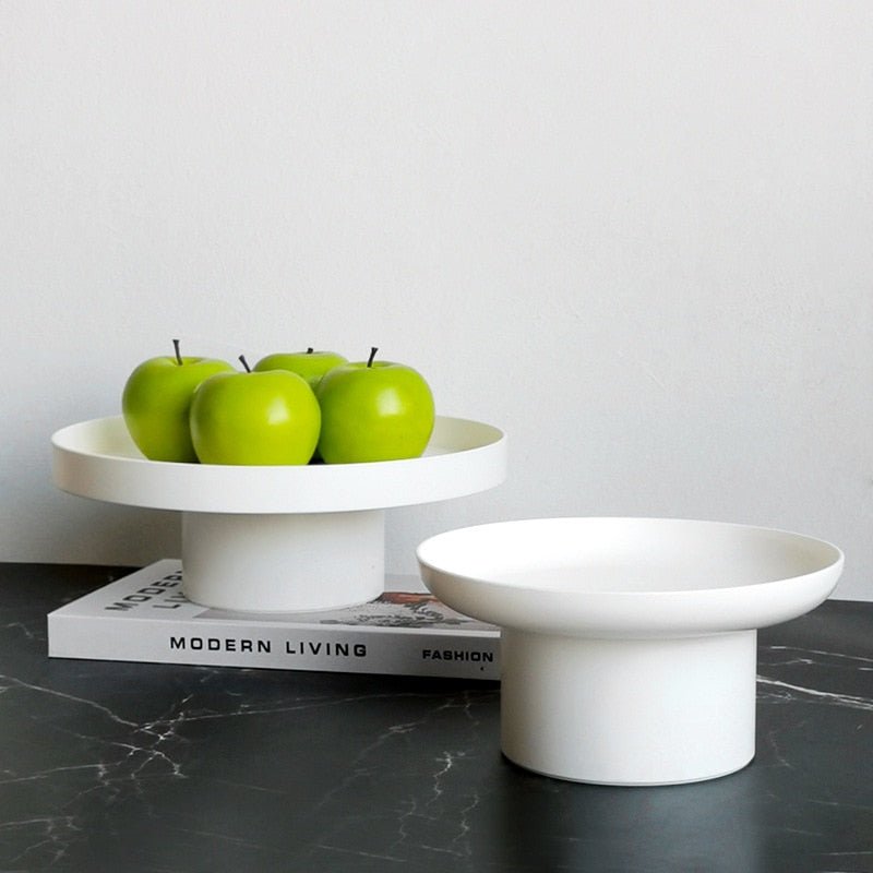 14:193#White S - Tjord Minimal Style Round Pedestal Fruit Bowl Trays - Coa Living