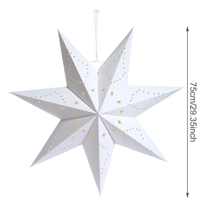 14:200003699#45cm no light - Holly Festive Star Paper Pendants - Coa Living