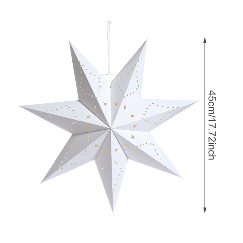 14:200004870#45cm no light - Holly Festive Star Paper Pendants - Coa Living