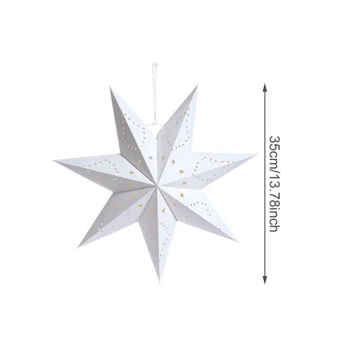 14:200004889#35cm no light - Holly Festive Star Paper Pendants - Coa Living