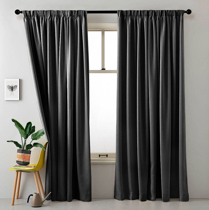 14:200006151#Black;5:200008330#W100x250cm 1pc;926:200011761#1.Rod Pocket - Kattegat Modern Curtains with Rail Fastening Options in Charcoal Black - Coa Living