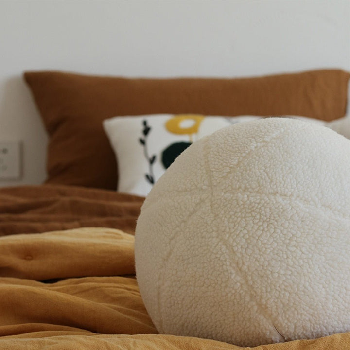 14:200006151#White;183:200012944#Diameter 35cm - Bolti Bouclé Style 35cm Stuffed Ball Cushion - Coa Living