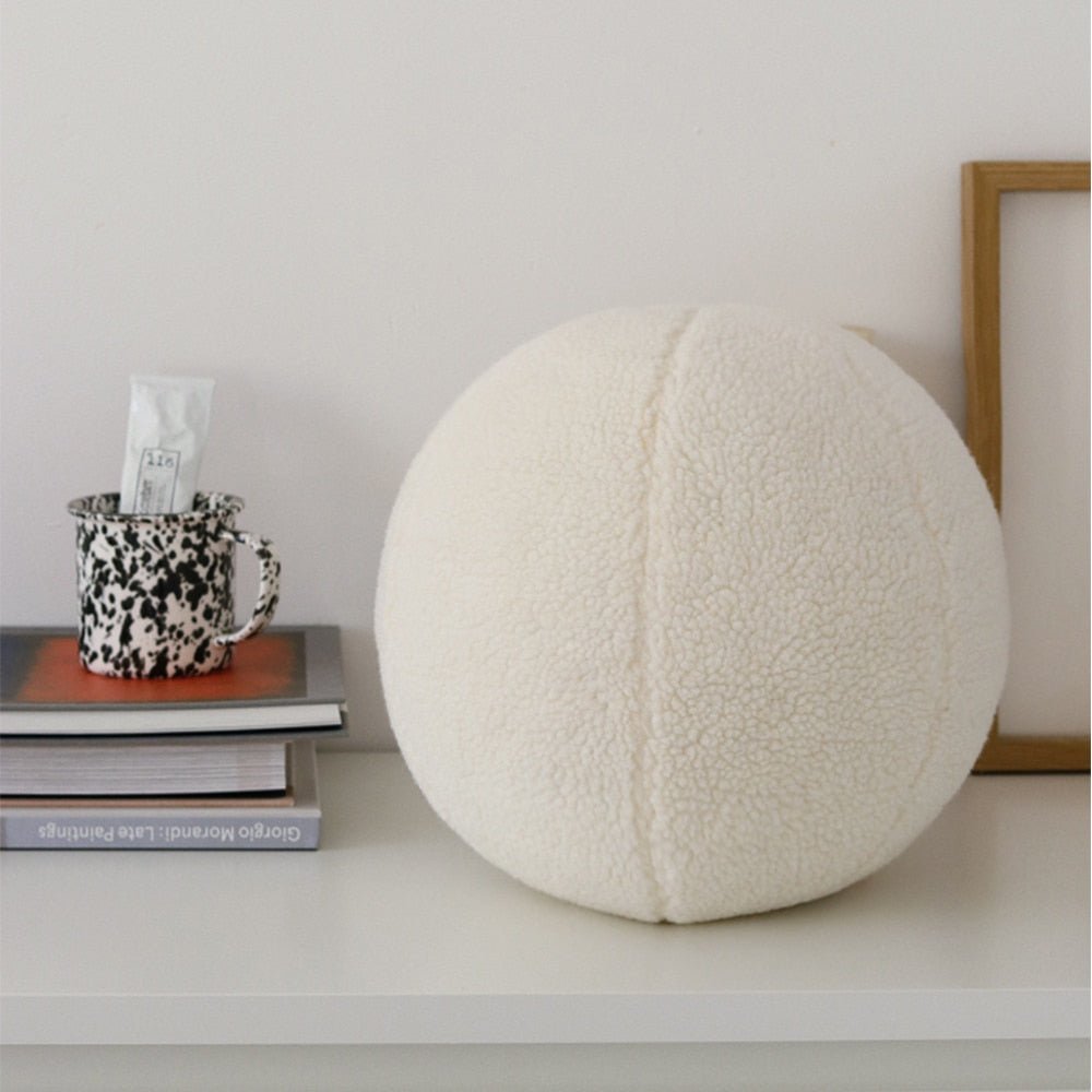 14:200006151#White;183:200012944#Diameter 35cm - Bolti Bouclé Style 35cm Stuffed Ball Cushion - Coa Living