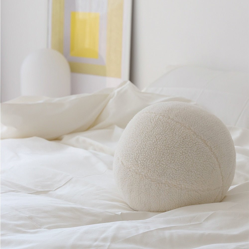 14:200006151#White;183:200012944#Diameter 35cm - Bolti Bouclé Style 35cm Stuffed Ball Cushion - Coa Living