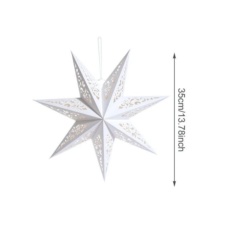 14:200006154#35cm no light - Holly Festive Star Paper Pendants - Coa Living