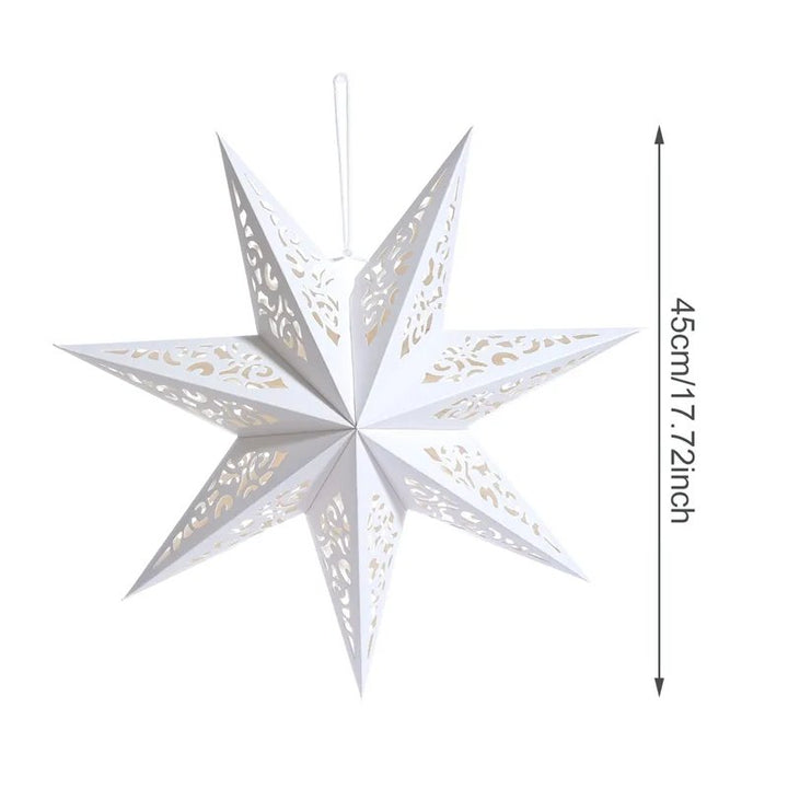 14:200006155#45cm no light - Holly Festive Star Paper Pendants - Coa Living