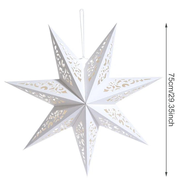 14:200006156#75cm no light - Holly Festive Star Paper Pendants - Coa Living