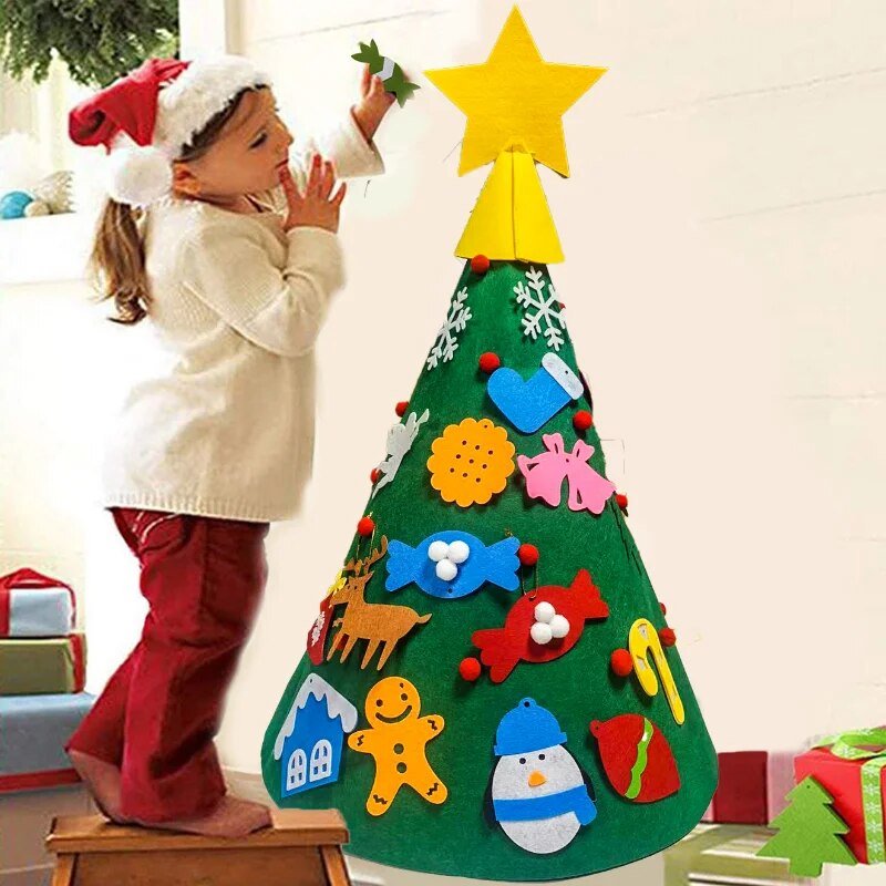 14:202422806#3D-26pcs ornaments;200321264:202637857#65cm-100cm - 3D Felt Christmas Tree with Decorations for Children - Coa Living