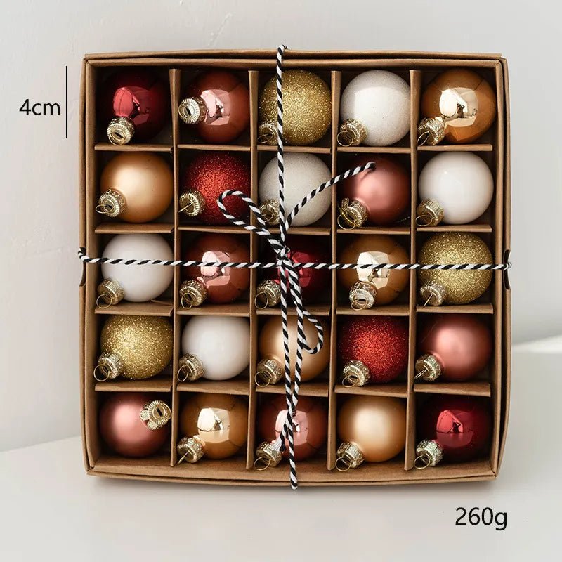 14:202422806#4cm 25pcs A;200325265:200503907 - Aster Set of 25 Warm Tone Contemporary Christmas Tree Baubles - Coa Living