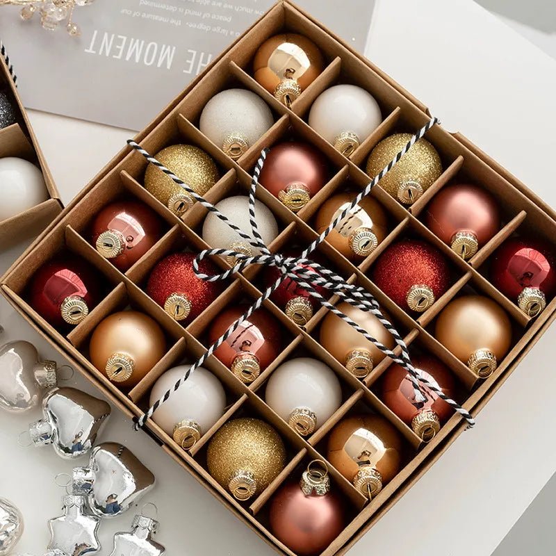 14:202422806#4cm 25pcs A;200325265:200503907 - Aster Set of 25 Warm Tone Contemporary Christmas Tree Baubles - Coa Living