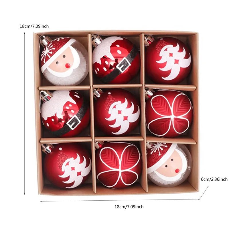 14:202422806#A;200325265:202624851#6cm - Papa Noel Pack of 9 Christmas Tree Baubles - Coa Living