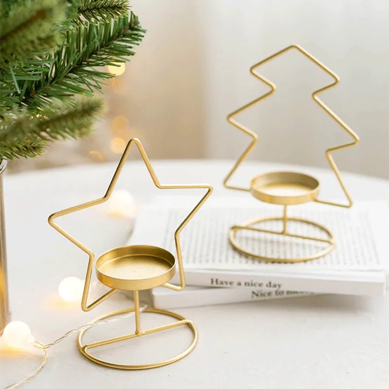 14:202422806#Gold star - Gold Christmas Tea Light Holder Decorations - Coa Living