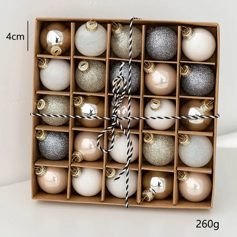 14:202422807#4cm 25pcs B;200325265:200503907 - Aubin Set of 25 Contemporary Christmas Tree Baubles in Pearl Tones - Coa Living