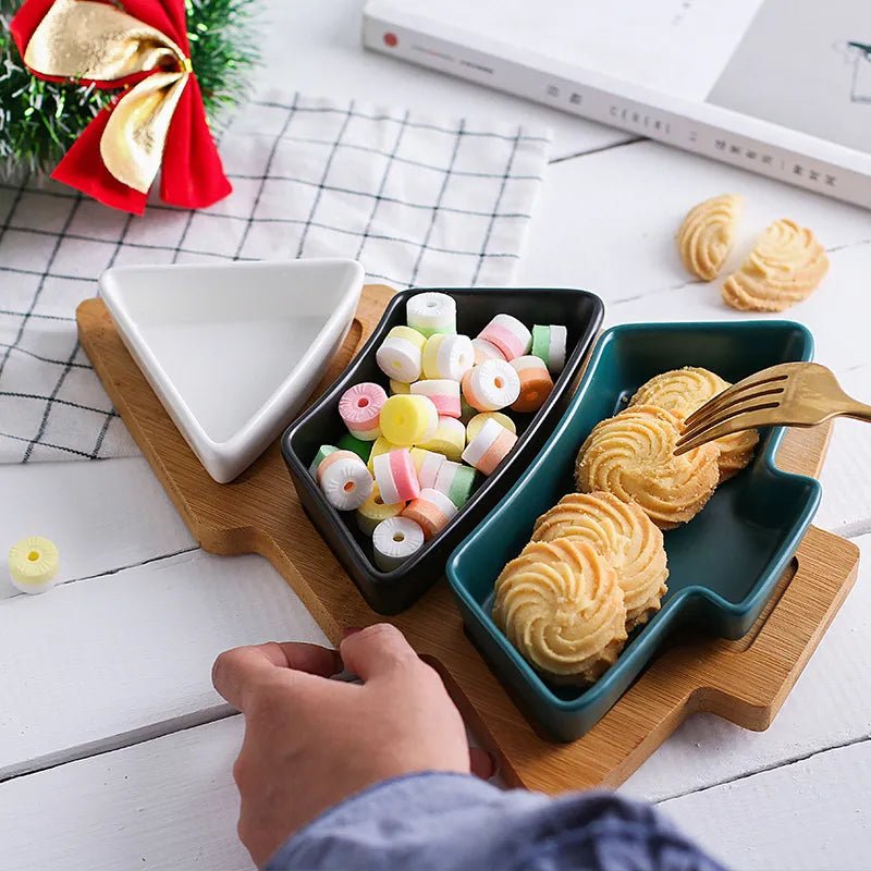 14:29#Christmas Tray 1pc;200007763:201336100 - Spruce Christmas Tree Shaped Ceramic Tray Set - Coa Living