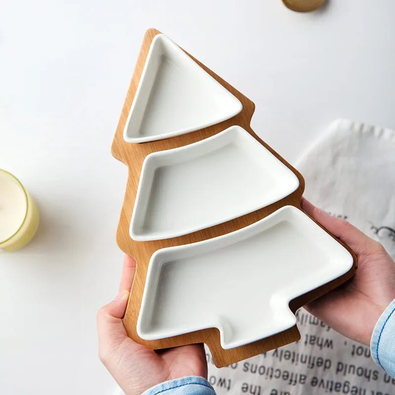 14:29#Christmas Tray 1pc;200007763:201336100 - Spruce Christmas Tree Shaped Ceramic Tray Set - Coa Living