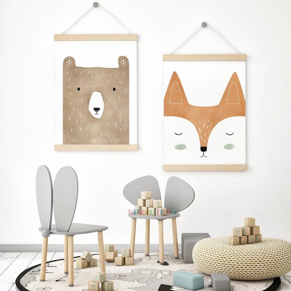 14:29#STF181-A;200000886:200005375#10x15cm No Frame - Skov Woodland Animal Canvas Children's Posters - Coa Living